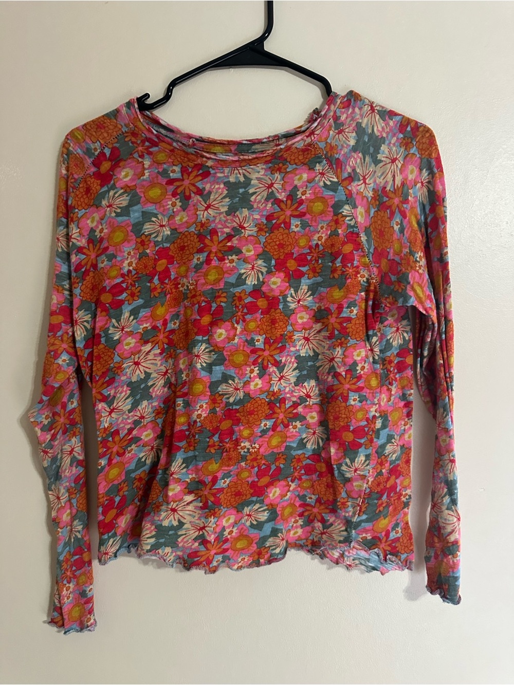 NATURAL LIFE Pink and Orange Floral Long Sleeve Tee